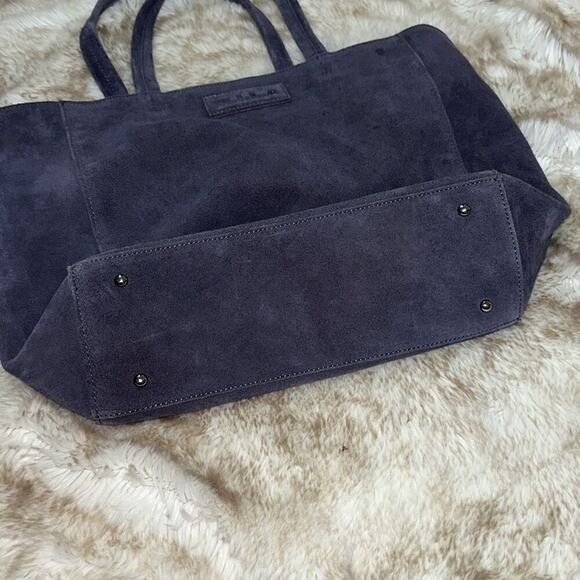 M.I.L.A. Suede Dark Gray Shoulder Tote Bag Purse | Sz OS - Picture 3 of 7